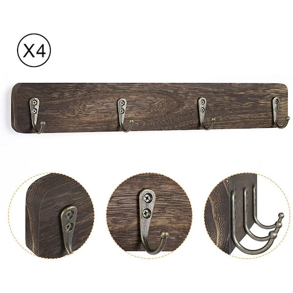 EMAISON Coffee Mug Holder Wall Mounted Rustic Wood Cup Organizer with 8 Hooks for Home