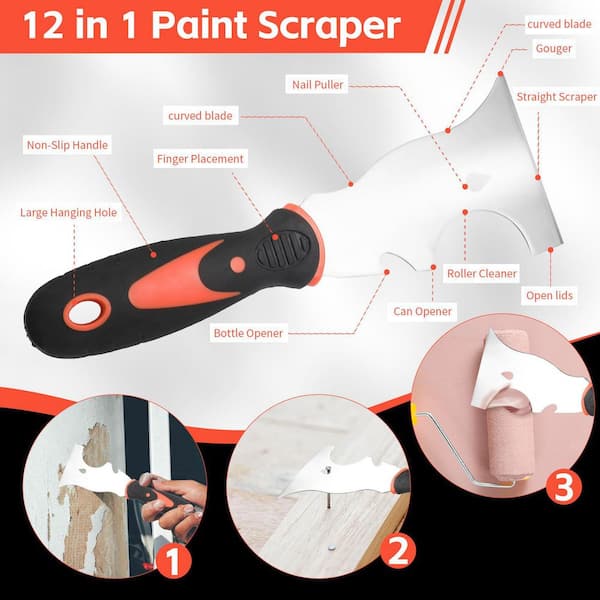 14 in. Stainless Steel Paint Scraper Knife for Repairing Drywall, Craping Plaster, Applying Putty (10-Pack)