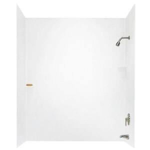 30 in. x 60 in. x 72 in. 3-Piece Easy Up Adhesive Alcove Tub Surround in White