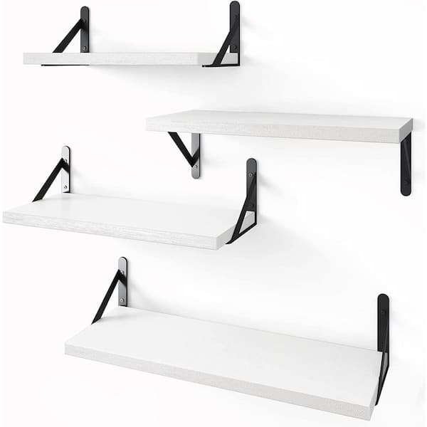 Cubilan 16.5 in. W x 5 in. D White Wood Composite Decorative Wall Shelf Floating Shelves, Set of 4