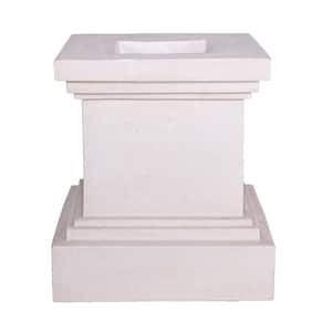 16-1/2 in. Light Aged White Square Cast Stone Fiberglass Pedestal Planter