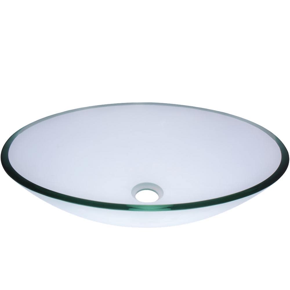 Clear Oval Glass Above-Counter Vessel Sink