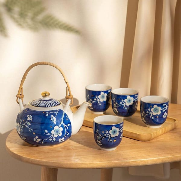 tea様 JFVKAF Handcrafted Japanese Ceramic Tea Set with Plum Blossom