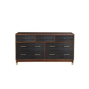 Brown and Black 7 drawer 35 in. Chest of Drawers