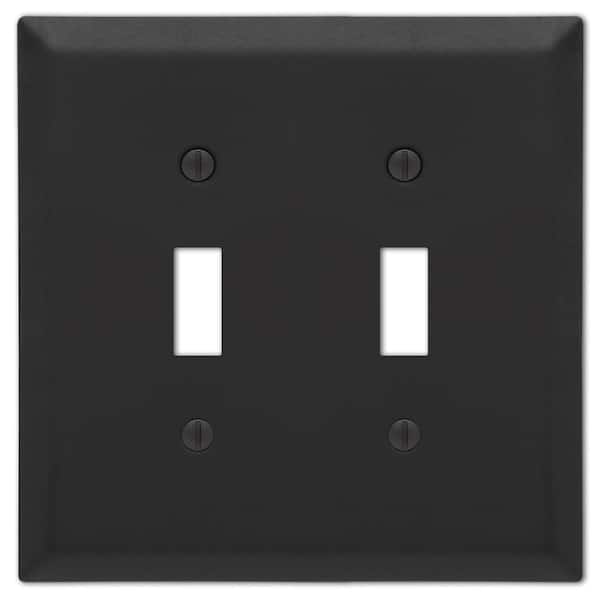 Metallic 2 Gang Toggle Steel Wall Plate - Matte Black