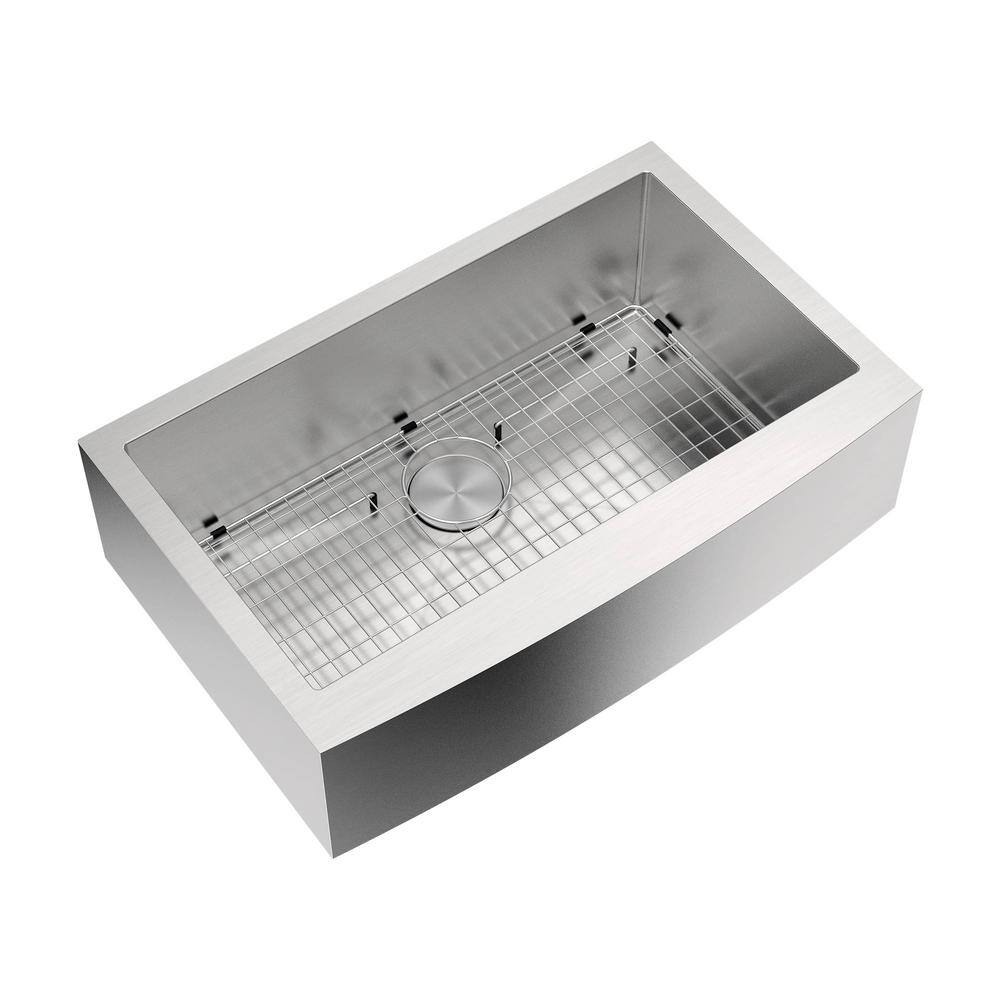33-Inch Brushed Stainless Steel Farmhouse Apron-Front Kitchen Sink