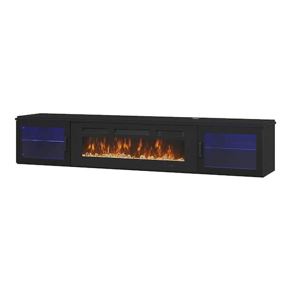 70 in. Wall Mount Floating Mount Modern MDF Electric Fireplace TV Stand 36 in. Black