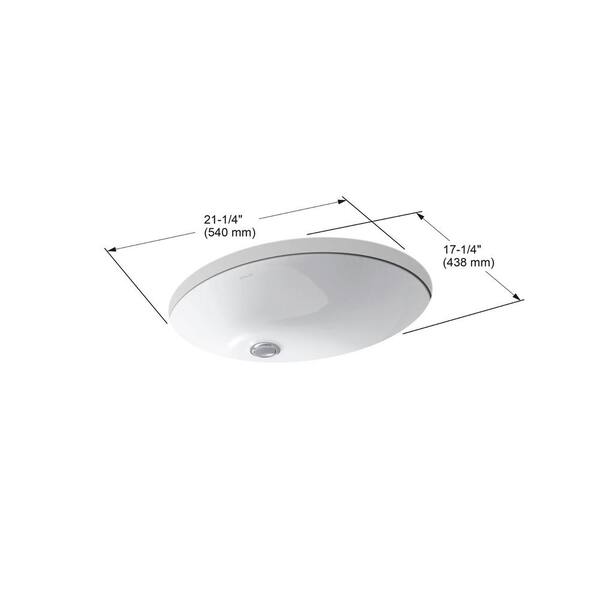 KOHLER Caxton 21-1/4 in. Vitreous China Undermount Vitreous China Bathroom Sink in White