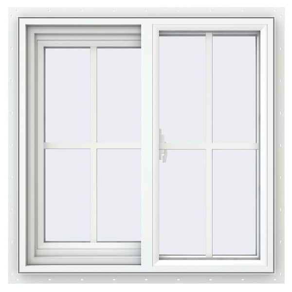 JELD-WEN 23.5 in. x 23.5 in. V-2500 Series White Vinyl Left-Handed Sliding Window with Colonial Grids/Grilles