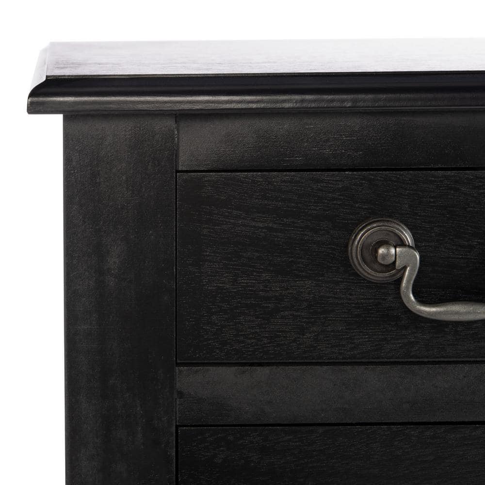 Athena Black Wood 3-Drawer Console Table with Storage