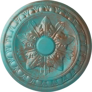 17-3/4 in. x 1-1/8 in. Exeter Urethane Ceiling Medallion (Fits Canopies upto 3-1/8 in.) Hand-Painted Copper Green Patina