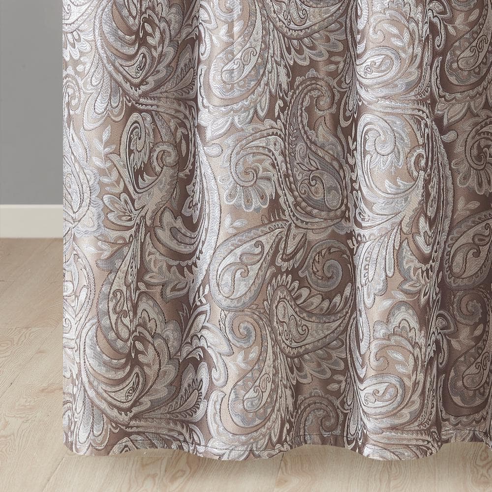 Charlotte Blue and Brown Jacquard Paisley Shower Curtain
