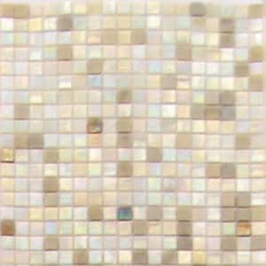 Mingles 11.6 in. x 11.6 in. Glossy White and Geige Glass Mosaic Wall and Floor Tile (18.69 sq. ft./case) (20-pack)