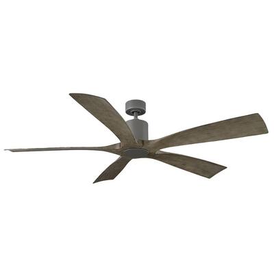 Aviator 70 in. Indoor/Outdoor Graphite Weathered Gray 5-Blade Smart Ceiling Fan Light Kit Adaptable with Remote Control
