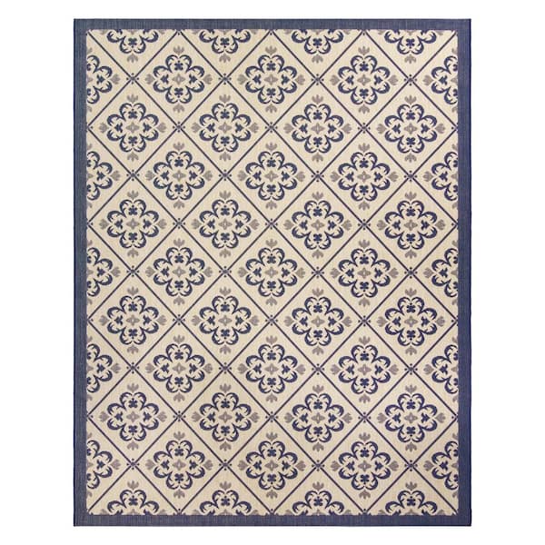 Gertmenian Paseo Bran Navy 5 ft. x 7 ft. Trellis Indoor/Outdoor Area Rug