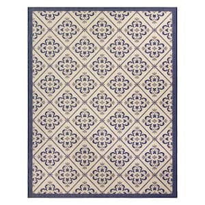 Paseo Bran Navy 8 ft. x 10 ft. Trellis Indoor/Outdoor Area Rug