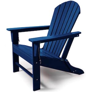 Navy Blue Plastic Outdoor Patio Adirondack Chair