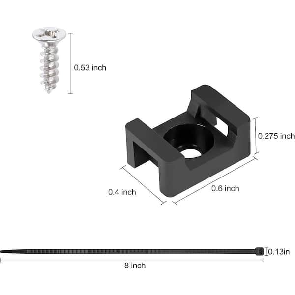 Lot De 100 Attaches De Câble De Type Selle Avec 100 Attaches De Câble De 20, 3 Cm Et 100 Vis Taraudeuses, Clips De Rangement Pour Câbles Métalliques, Blanc