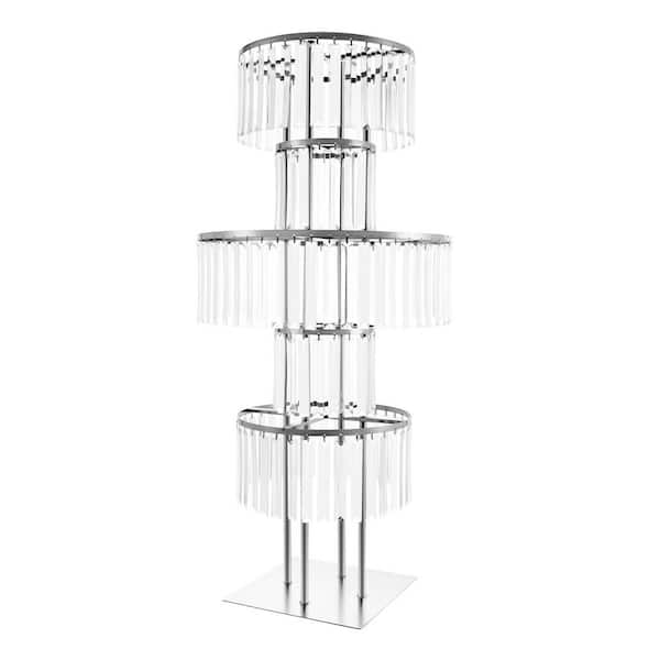 YIYIBYUS 43.3 in. H, Silver 5-Tier Iron Acrylic Decorative Stand Wedding Party Event Tabletop Centerpieces