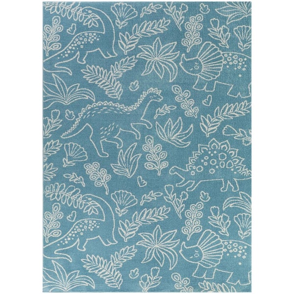 BALTA Happy Dinos Blue 5 ft. 3 in. x 7 ft. Novelty Area Rug