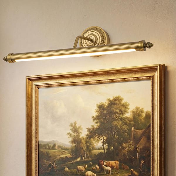 Thomas 24.8 in. Brushed Gold Dimmable LED Wall Mounted Picture Light，3000K