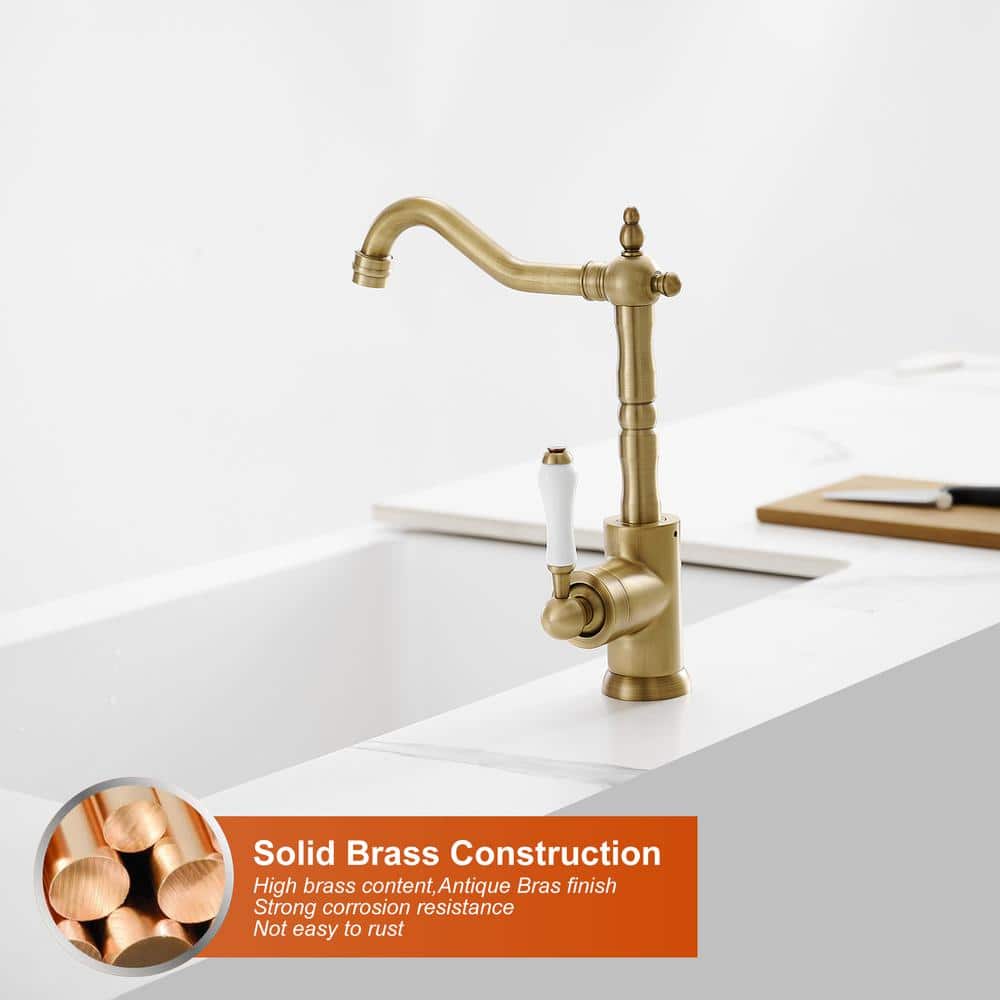 Antique Brass Single Handle Kitchen Faucet with Ceramic Disc Valve