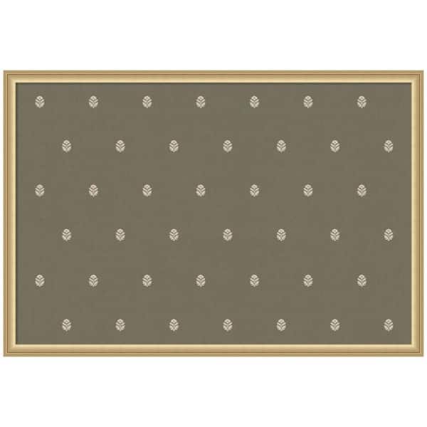 Florence 26 in. x 38 in. Gold Plastic Framed Green Botanical Block Print Memo Board