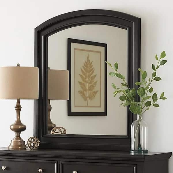 Benjara Black 1.5 in. W x 36.5 in. H Modern Rectangle Wood Dresser Mirror