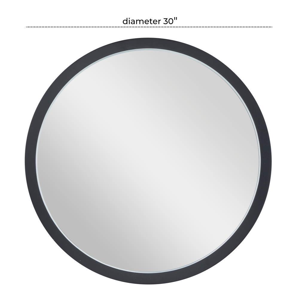 30" Modern Round Wall Mirror with Sleek Wooden Frame