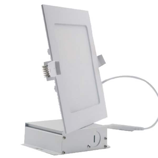HALCO LIGHTING TECHNOLOGIES 6 in. Selectable CCT Ultra-Slim Canless Integrated LED Recessed Light Trim for Shallow Ceiling Square Wet Location