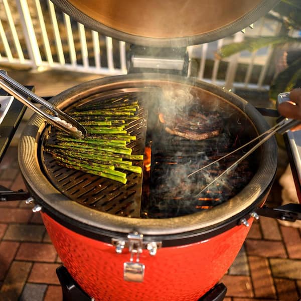 Kamado Joe - Classic Joe III 18 in. Charcoal Grill in Blaze Red Plus Cover Bundle