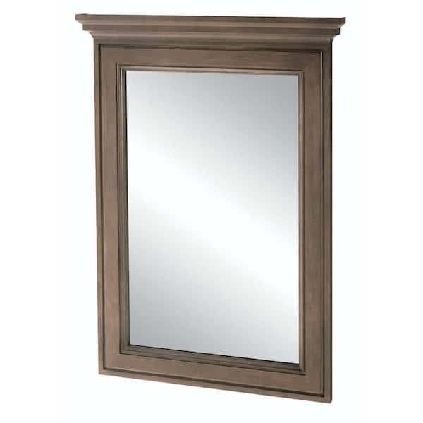 Home Decorators Collection Albright 34 in. L x 25 in. W Framed Vanity Wall Mirror in Winter Gray