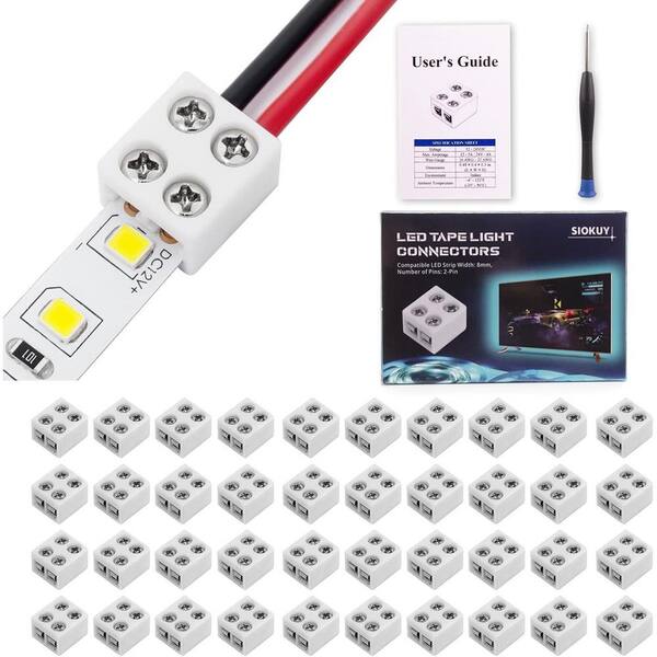 COB LED Strip Connectors 2-pin 10mm - Solderless Adapters For 12V/24V LED Light Strips