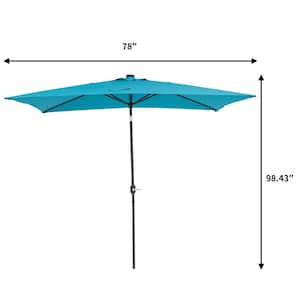 10 ft. x 6.5 ft. Rectangular Solar Market Patio Umbrella with 26 LED Lights in Blue