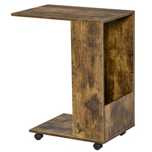 Modern 23.5 in. Brown C-Shaped Particleboard End Table