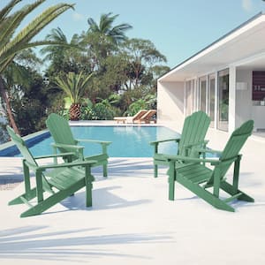 Dark Green Weather Resistant Dark Green Plastic Adirondack Chair (Set of 4)