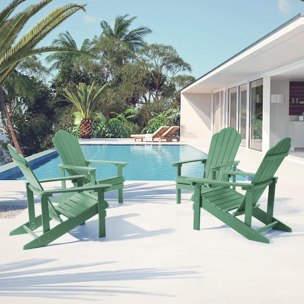 Sonkuki Dark Green Weather Resistant Dark Green Plastic Adirondack Chair (Set of 4)