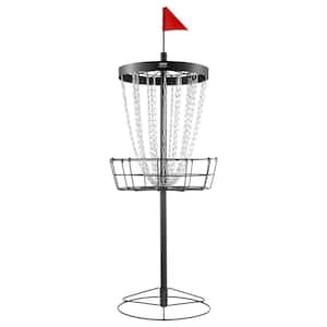 Disc Golf Basket 24-Chains Heavy-Duty Steel Practice Disc Golf Course Basket with Carry Bag and 6 Discs