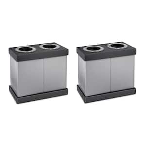 112 Gal. Black Corrugated Plastic 2-Stream Trash and Indoor Recycling Bin (2-Pack)