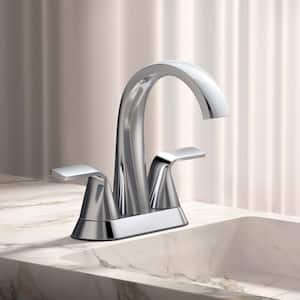 Cursiva 4 in. Centerset Double Handle Bathroom Faucet in Polished Chrome