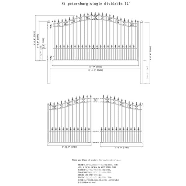 ALEKO St. Louis 12 ft. W x 6 ft. H Black Steel Single Slide Driveway with Gate Opener Fence Gate