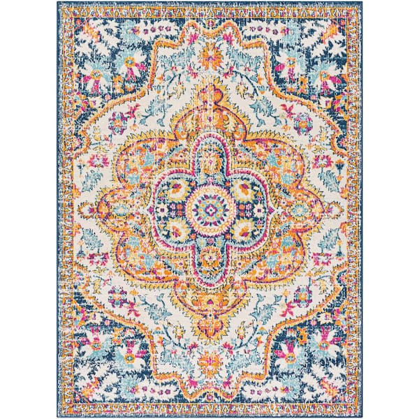 Livabliss Sabina Orange 5 ft. 3 in. x 7 ft. 1 in. Medallion Area Rug