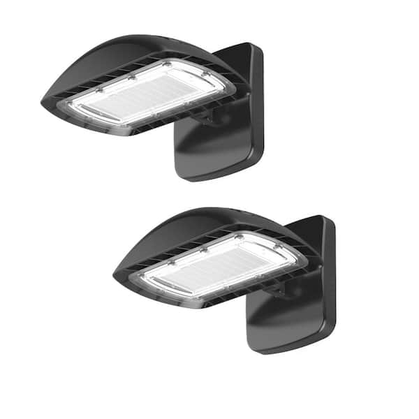 Commercial Electric 350-Watt Equivalent Integrated LED Flood Light with Wall Pack Mount 5500 Lumens, Dusk to Dawn Outdoor Light (2-Pack)