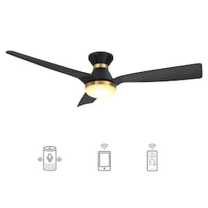 Striver 52 in. Integrated LED Indoor Black Smart Ceiling Fan with Light and Remote, Works with Alexa and Google Home