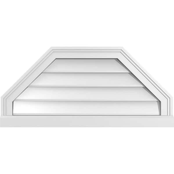Ekena Millwork 30" x 14" Octagonal Top Surface Mount PVC Gable Vent: Non-Functional with Brickmould Sill Frame
