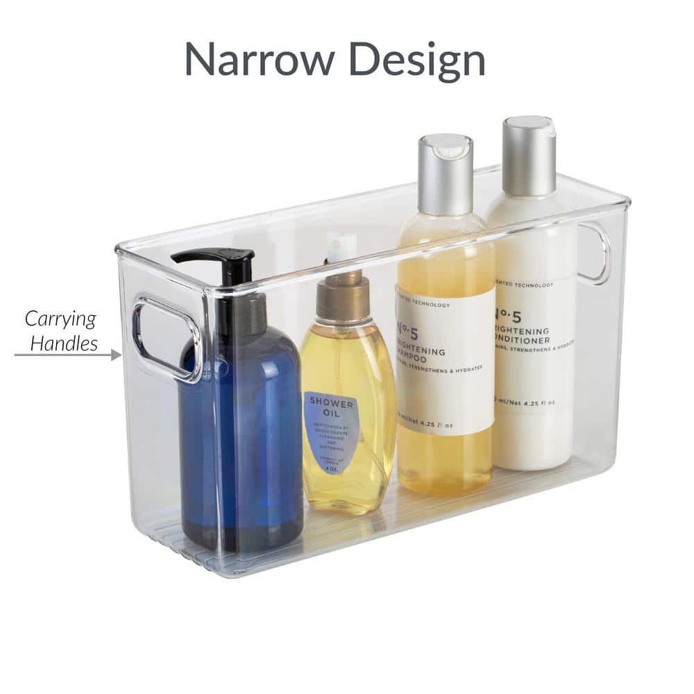 Clear Rectangular Tall Kitchen Storage Bin with Handles