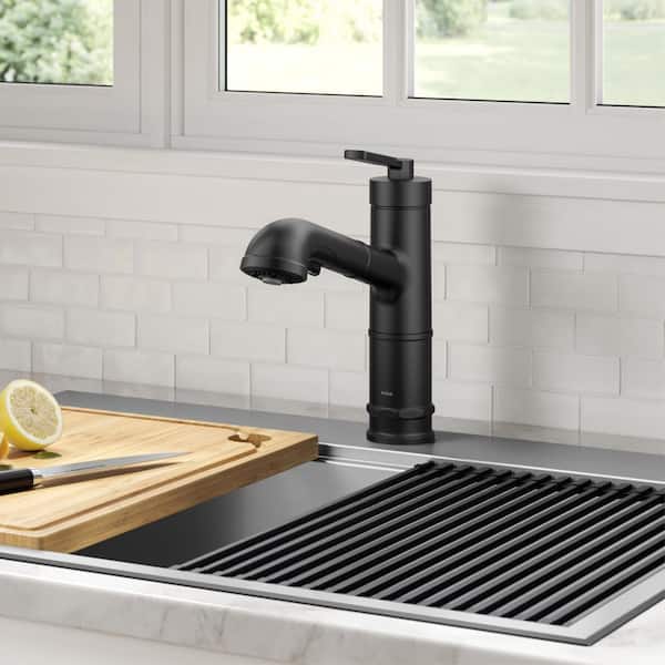 KRAUS Allyn Pull-Out Single Handle Kitchen Faucet in Matte Black