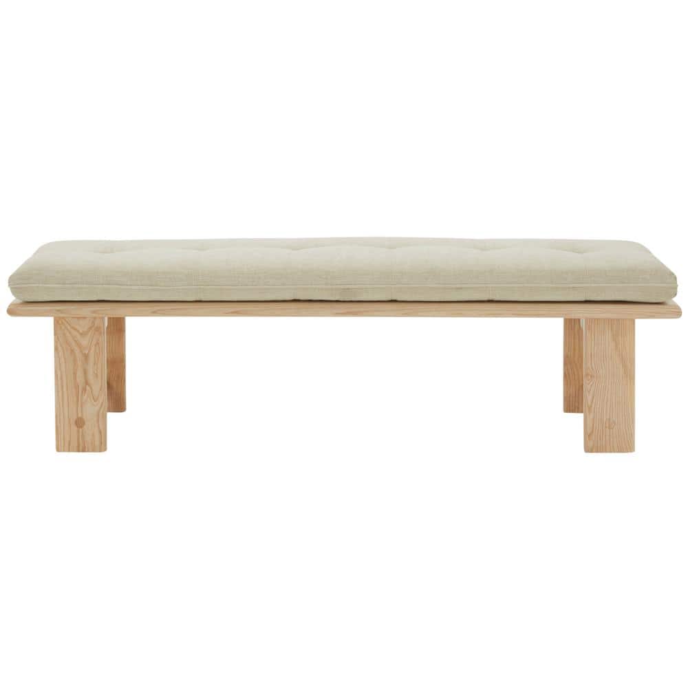 Bartolili Beige/Natural Entryway Bench 60.8 in.