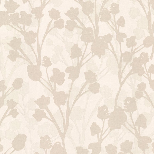 Brewster Lawson Beige Botanical Silhouette Beige Wallpaper Sample