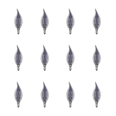 25-Watt Equivalent CA10 Dimmable Candelabra Smoke Glass Vintage Edison LED Light Bulb with Filament Daylight (12-Pack)